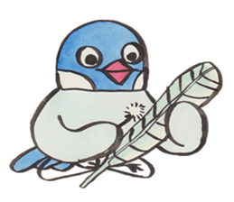 Java sparrow talking word of Japanese sticker #14991631