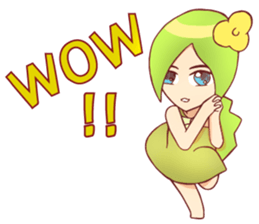 Small lady green sticker #14992704