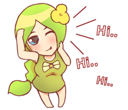 Small lady green sticker #14992722