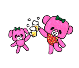 Pink bear in strawberry leotard 2 sticker #14997314