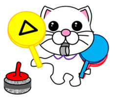 A white cat which plays curling sticker #14997587