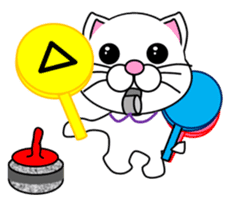 A white cat which plays curling sticker #14997587