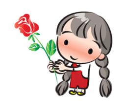 little Long braids girl sticker #14999398