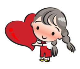 little Long braids girl sticker #14999401