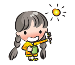 little Long braids girl sticker #14999406