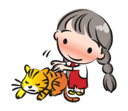 little Long braids girl sticker #14999409