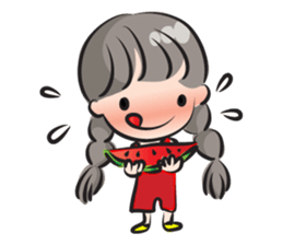 little Long braids girl sticker #14999415