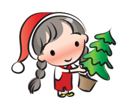 little Long braids girl sticker #14999418