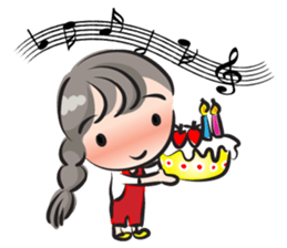 little Long braids girl sticker #14999421