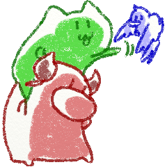 red bull and grean cat and blue bird,2nd