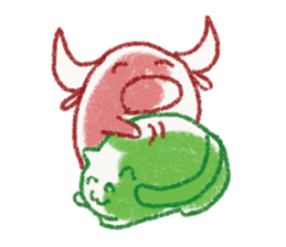 red bull and grean cat and blue bird,2nd sticker #15007285