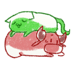 red bull and grean cat and blue bird,2nd sticker #15007286