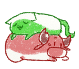 red bull and grean cat and blue bird,2nd sticker #15007286