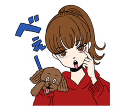 Toy poodle&Japanese Girls sticker #15011117