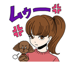 Toy poodle&Japanese Girls sticker #15011123