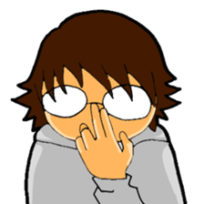 A cruly hair person and glasses. sticker #15021076