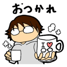 A cruly hair person and glasses. sticker #15021081