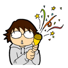 A cruly hair person and glasses. sticker #15021082