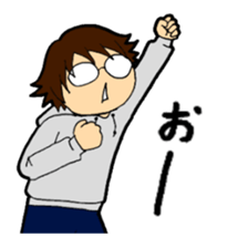 A cruly hair person and glasses. sticker #15021084