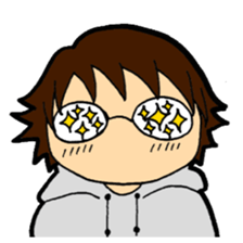 A cruly hair person and glasses. sticker #15021085