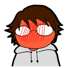 A cruly hair person and glasses. sticker #15021087