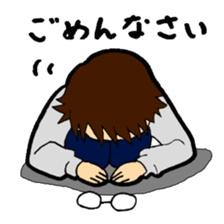 A cruly hair person and glasses. sticker #15021090