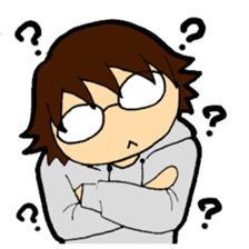 A cruly hair person and glasses. sticker #15021095