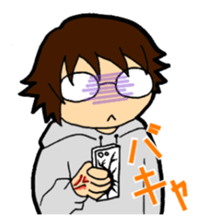 A cruly hair person and glasses. sticker #15021096