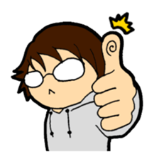 A cruly hair person and glasses. sticker #15021098