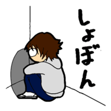 A cruly hair person and glasses. sticker #15021099