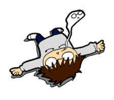 A cruly hair person and glasses. sticker #15021101