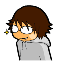 A cruly hair person and glasses. sticker #15021102