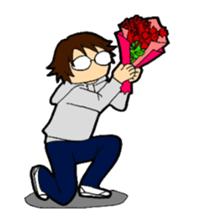 A cruly hair person and glasses. sticker #15021104