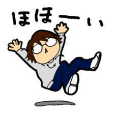 A cruly hair person and glasses. sticker #15021105