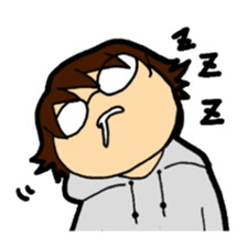 A cruly hair person and glasses. sticker #15021106