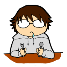 A cruly hair person and glasses. sticker #15021107