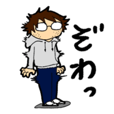 A cruly hair person and glasses. sticker #15021109