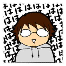 A cruly hair person and glasses. sticker #15021110