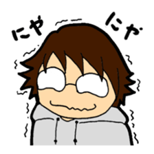 A cruly hair person and glasses. sticker #15021111