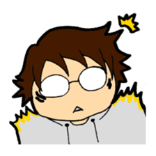 A cruly hair person and glasses. sticker #15021112