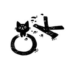 Black<Cat sticker> sticker #15047416