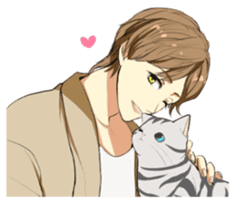American Shorthair cat&Japanese Boy sticker #15052659