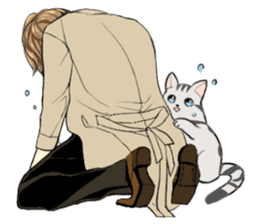 American Shorthair cat&Japanese Boy sticker #15052664