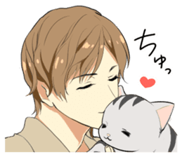 American Shorthair cat&Japanese Boy sticker #15052672