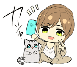 American Shorthair cat&Japanese Boy sticker #15052687