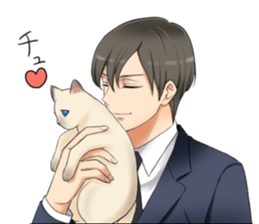 Blue Eyes Cat&Japanese Boy sticker #15053478