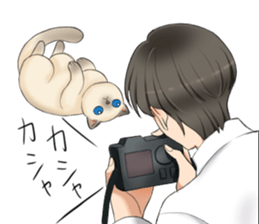 Blue Eyes Cat&Japanese Boy sticker #15053488