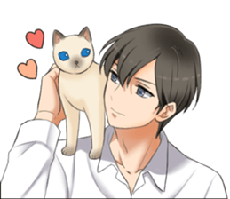 Blue Eyes Cat&Japanese Boy sticker #15053497