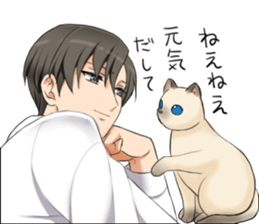 Blue Eyes Cat&Japanese Boy sticker #15053499