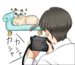 Blue Eyes Cat&Japanese Boy sticker #15053504